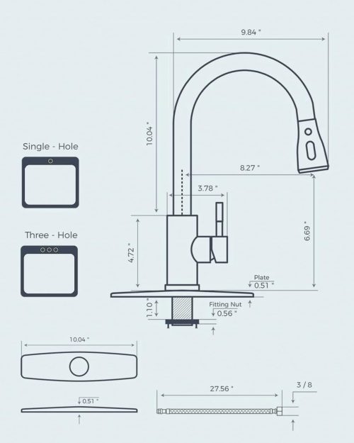 FORIOUS Kitchen Faucets, Brushed Nickel Kitchen Faucet with Pull Down Sprayer, High Arc Single Handle Stainless Steel Sink Faucets 1 or 3 Hole, Kitchen Sink Faucets for Farmhouse Camper Laundry - Image 2