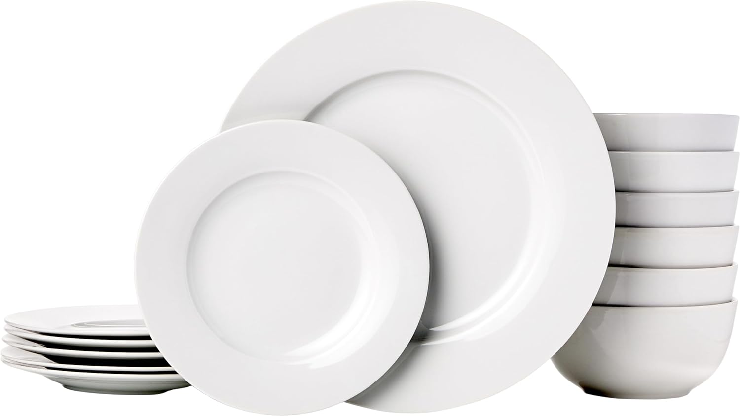 18-Piece Kitchen Dinnerware Set, Plates, Dishes, Bowls, Service for 6 - White