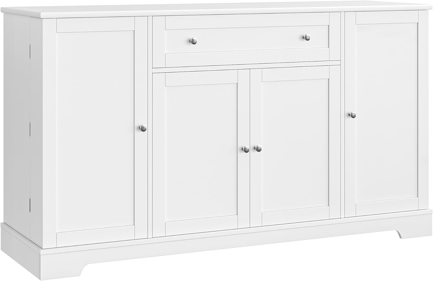 Buffet Cabinet with Storage, Modern Kitchen Buffet Sideboard with Drawer, Wood Coffee Bar Cabinet with Adjustable Shelves, Kitchen Storage Cabinet for Living Room, White - Image 2
