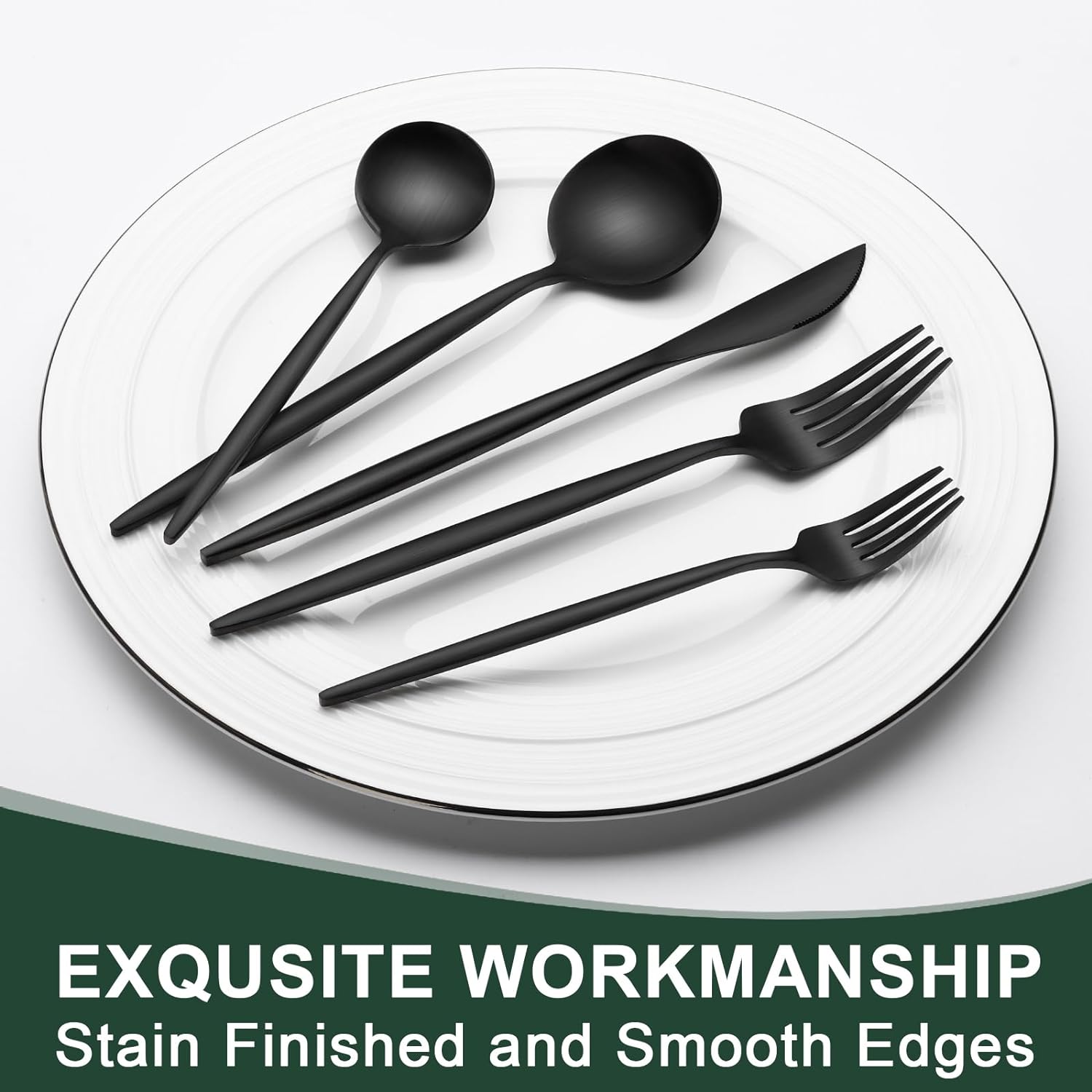 Matte Black Silverware Set 30 Piece, Wildone Stainless Steel Flatware Set Service for 6, Cutlery Utensil Sets for Home Restaurant, Include Knife Fork Spoon Set, Dishwasher Safe - Image 2