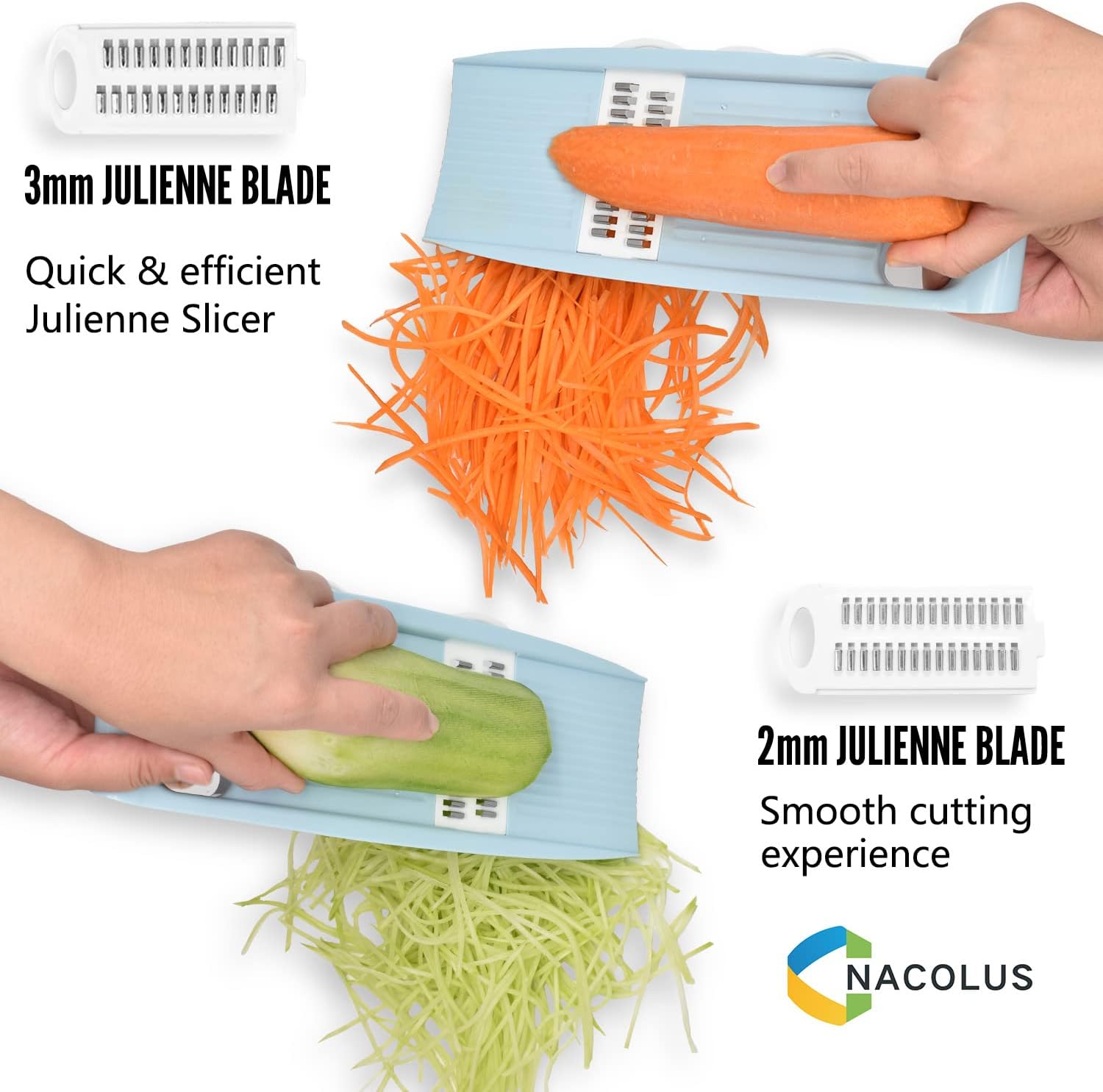5 in 1 Mandoline Slicer for Kitchen, Vegetable Slicer Multi Blade Potato Chip, Veggie Slicer, Vegetable Cutter, Julienne Shredder and peeler For Small Job In Kitchen Blue - Image 4