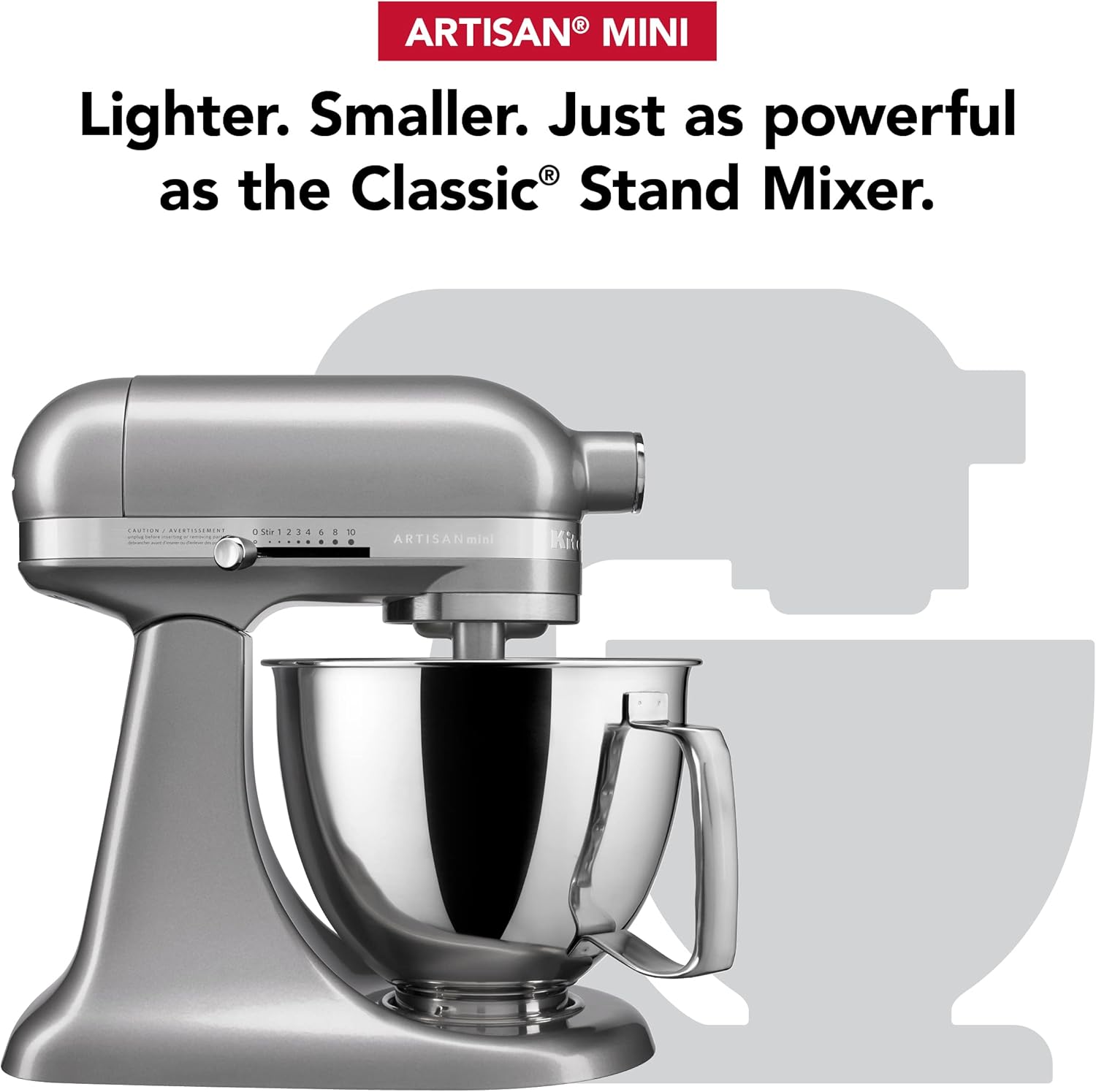 KitchenAid Artisan Mini 3.5 Quart Tilt-Head Stand Mixer - KSM3316X - Contour Silver - Image 3