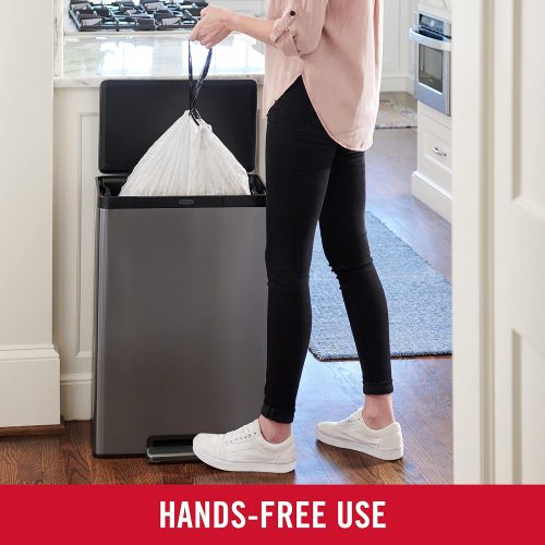 Rubbermaid Elite Stainless Steel Step-On Trash Can, 12 Gallon, Charcoal, Wastebasket for Home/Kitchen/Bathroom/Office - Image 4
