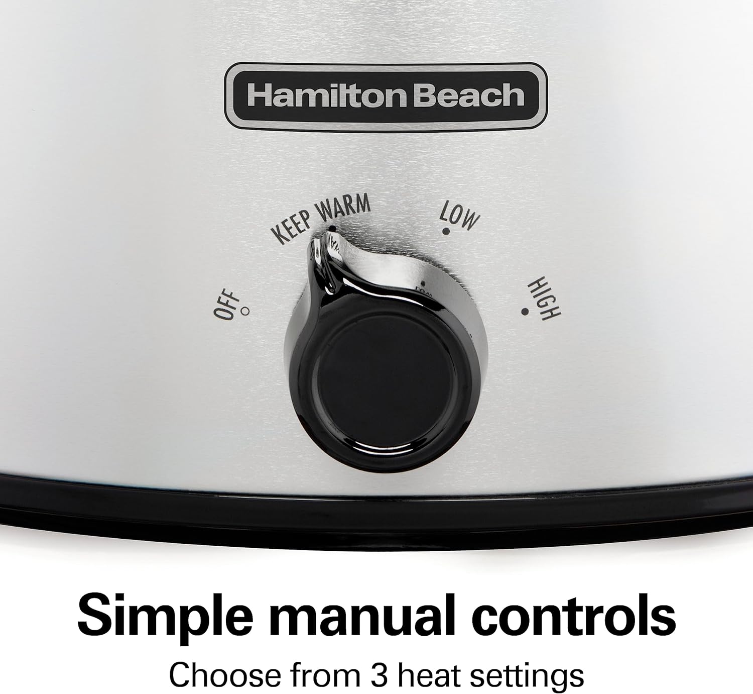 Hamilton Beach 6-Quart Slow Cooker with 3 Cooking Settings, Dishwasher-Safe Stoneware Crock & Glass Lid, Silver (33665G) - Image 2