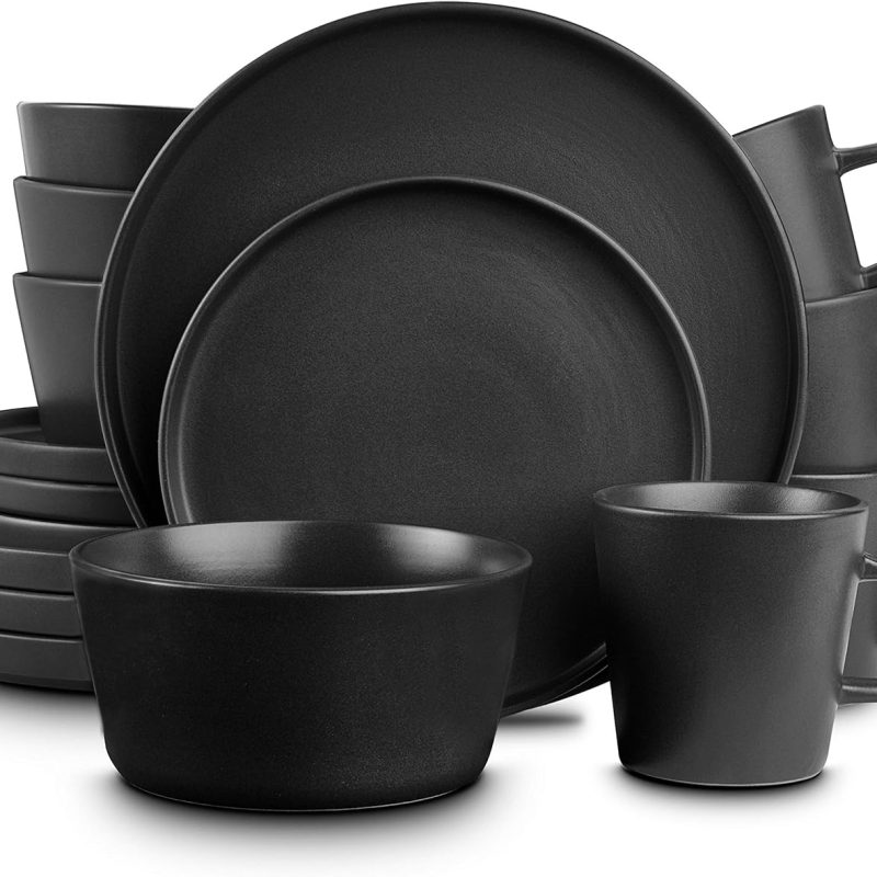 Stone Lain Coupe Dinnerware Set, Service For 4, Black Matte Visit the Stone Lain Store