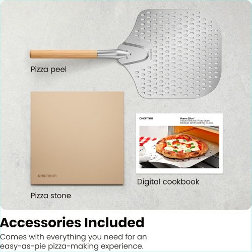 Pizza Oven - Makes 12 Inch Pizzas in Minutes, Heats up to 800°F - Countertop Electric Pizza Maker with 5 Touchscreen Presets, Pizza Stone and Peel Included - Stainless Steel - Image 3