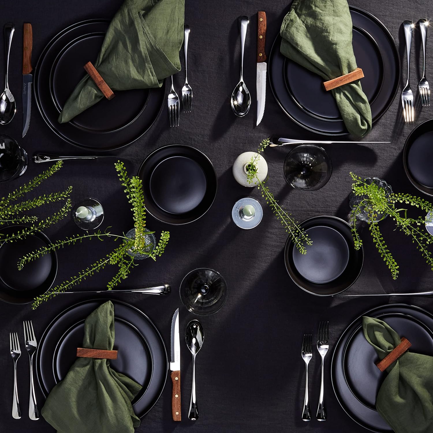 Stone Lain Coupe Dinnerware Set, Service For 4, Black Matte Visit the Stone Lain Store - Image 2