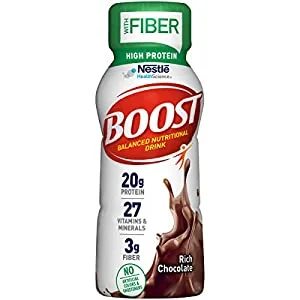 Boost High Protein with Fiber Balanced Nutritional Drink, Rich Chocolate, 8 fl Ounce Bottle, 24 Pack