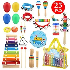 Bukm Kids Musical Instruments, Musical Toys for Toddlers, 25 Pcs Wooden Musical Percussion Instruments, Preschool?